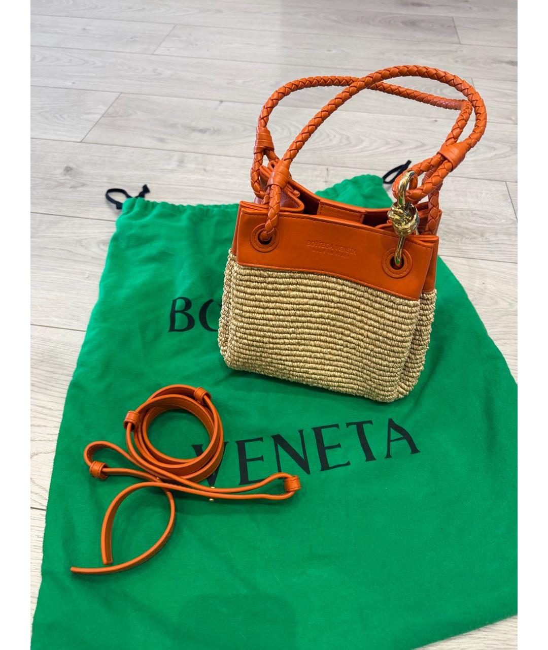 BOTTEGA VENETA Оранжевая плетеная сумка с короткими ручками, фото 7