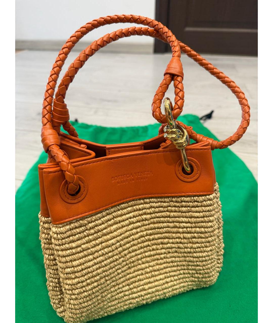 BOTTEGA VENETA Оранжевая плетеная сумка с короткими ручками, фото 2