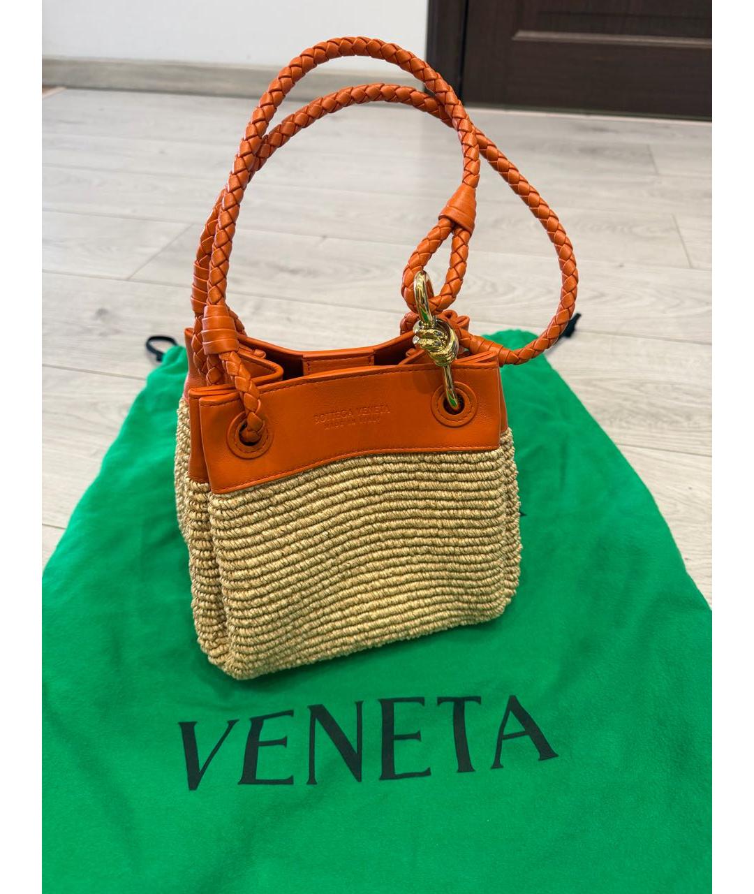 BOTTEGA VENETA Оранжевая плетеная сумка с короткими ручками, фото 8