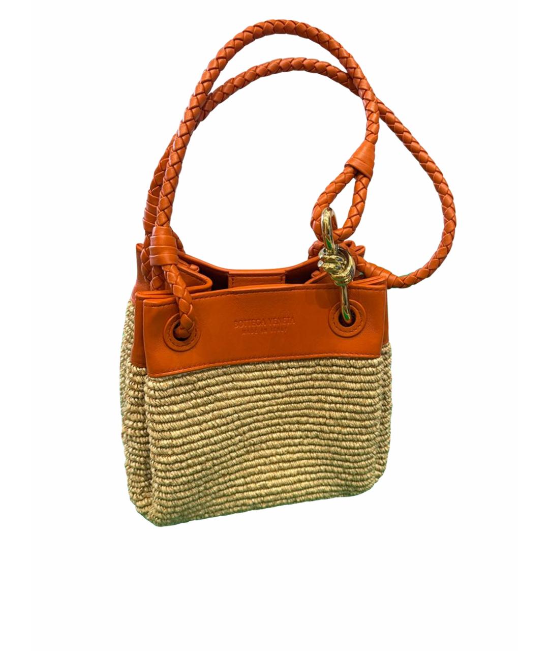 BOTTEGA VENETA Оранжевая плетеная сумка с короткими ручками, фото 1