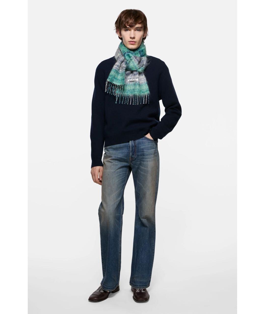 ACNE STUDIOS Бирюзовый шерстяной шарф, фото 2