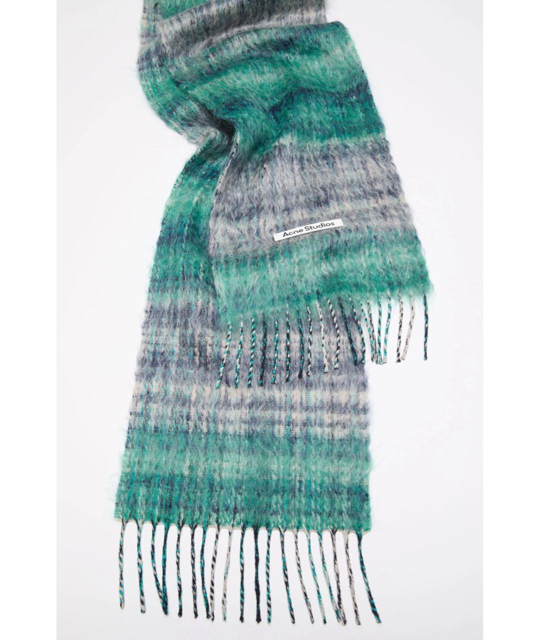 ACNE STUDIOS Бирюзовый шерстяной шарф, фото 3