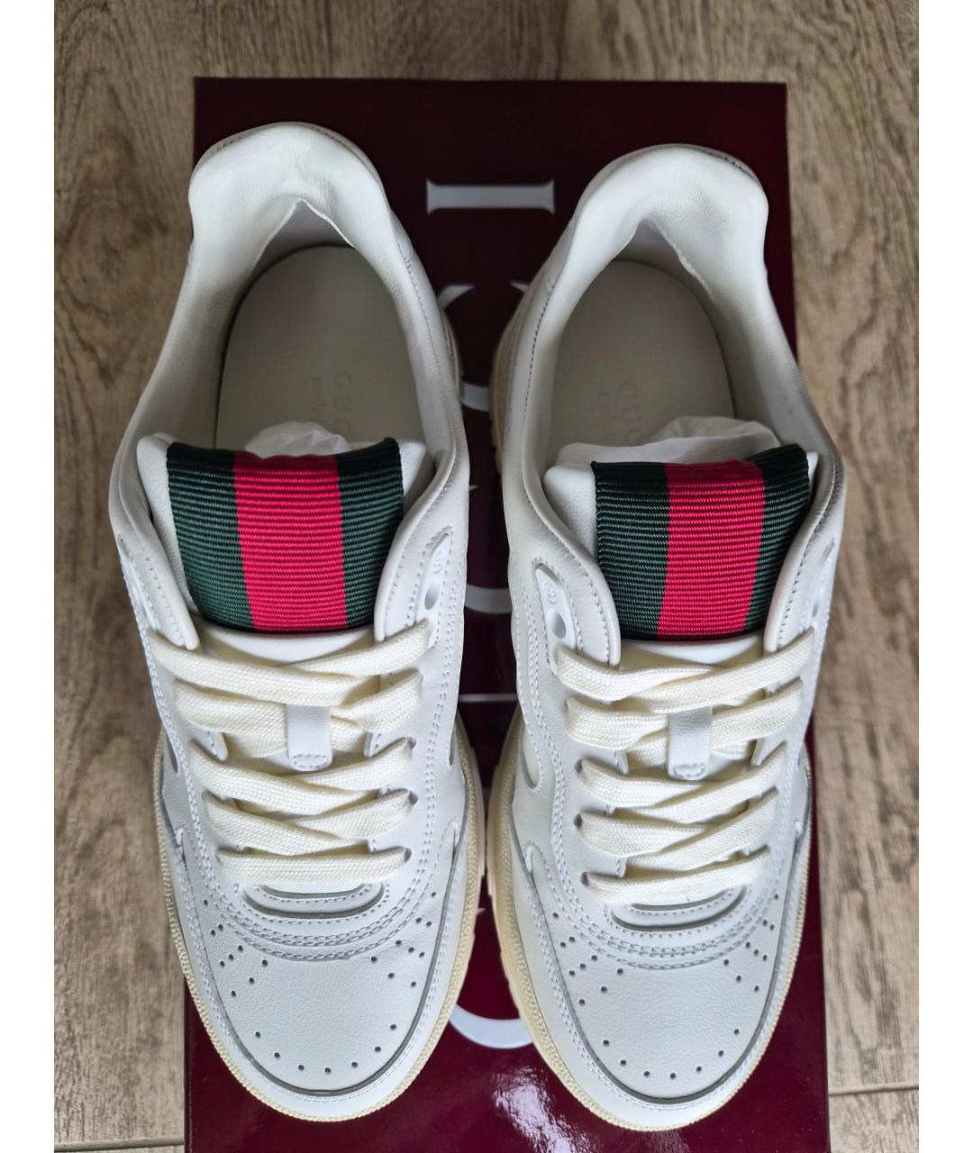 GUCCI Белые кожаные кроссовки, фото 3