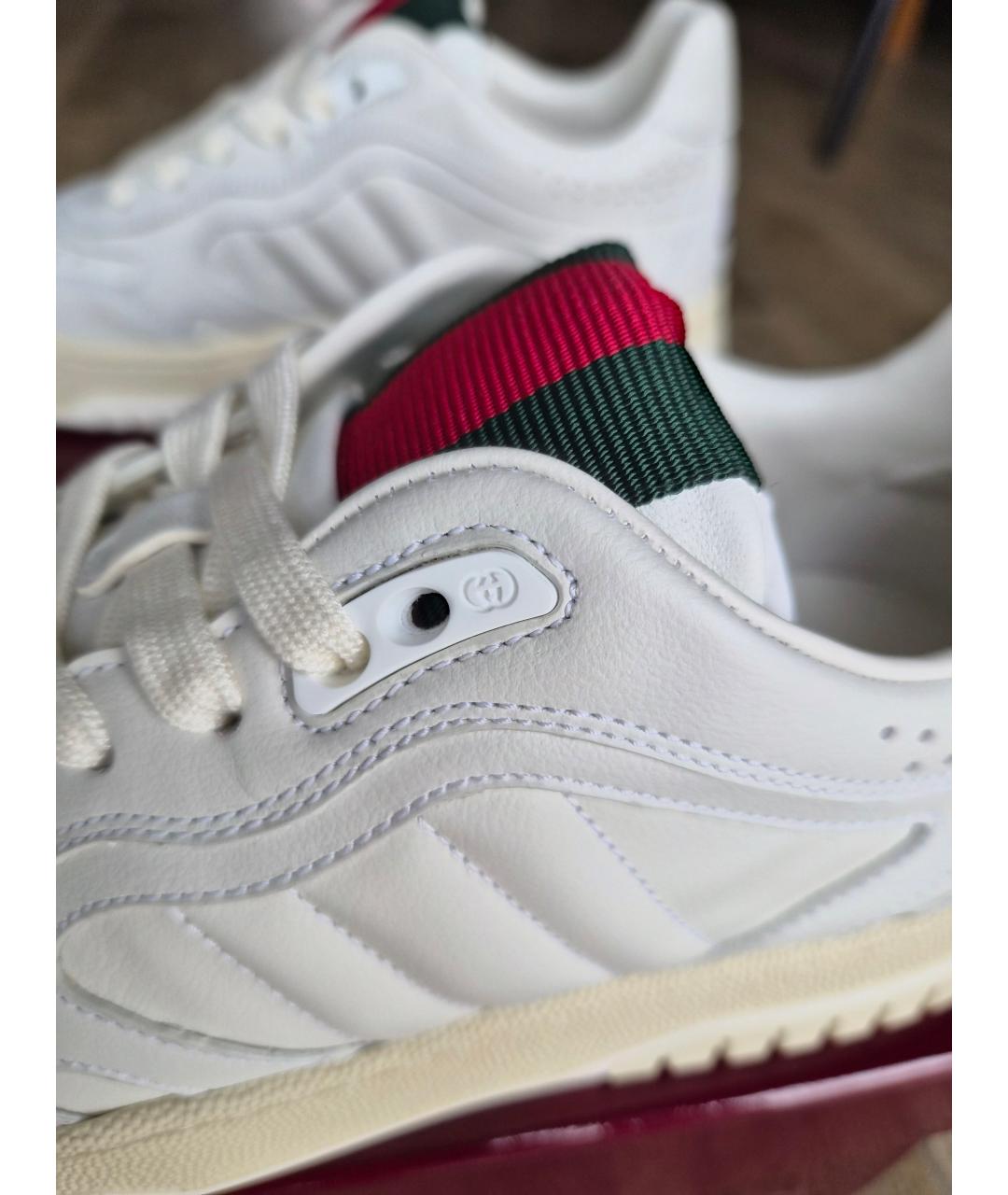GUCCI Белые кожаные кроссовки, фото 7