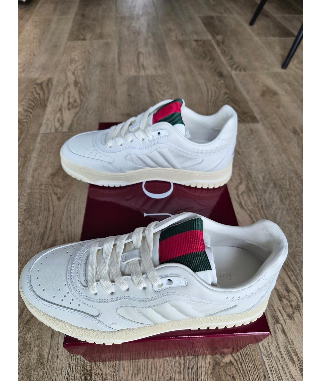 GUCCI Белые кожаные кроссовки, фото 9