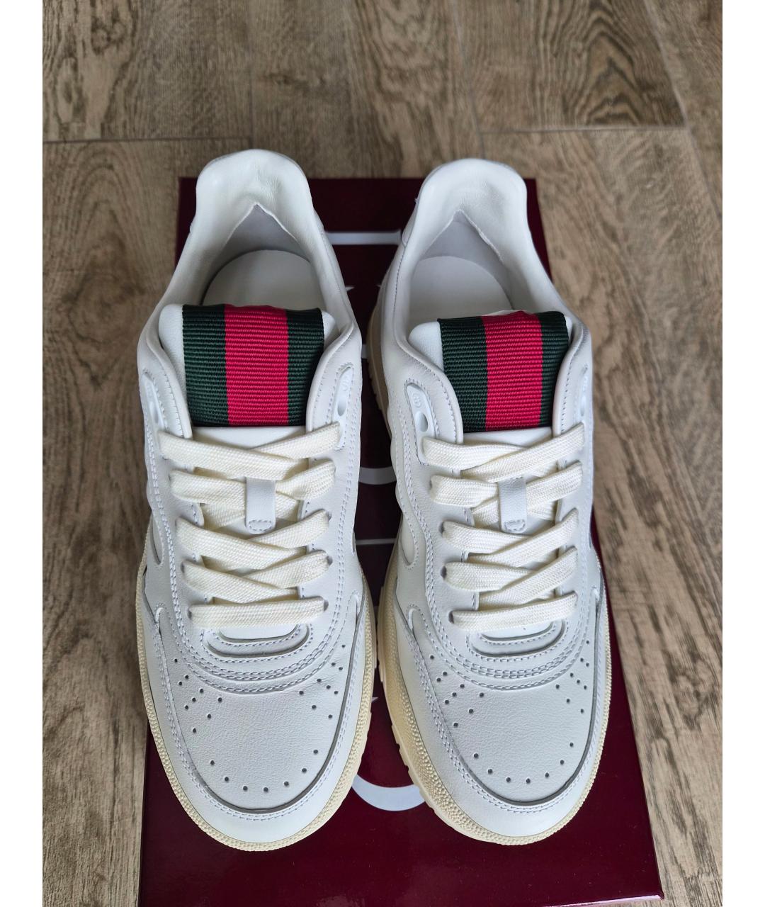 GUCCI Белые кожаные кроссовки, фото 2