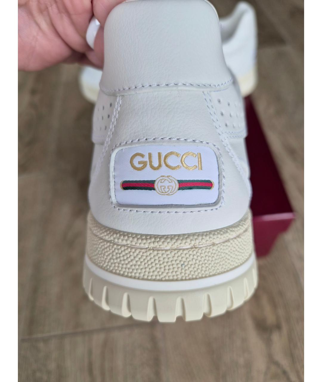 GUCCI Белые кожаные кроссовки, фото 8