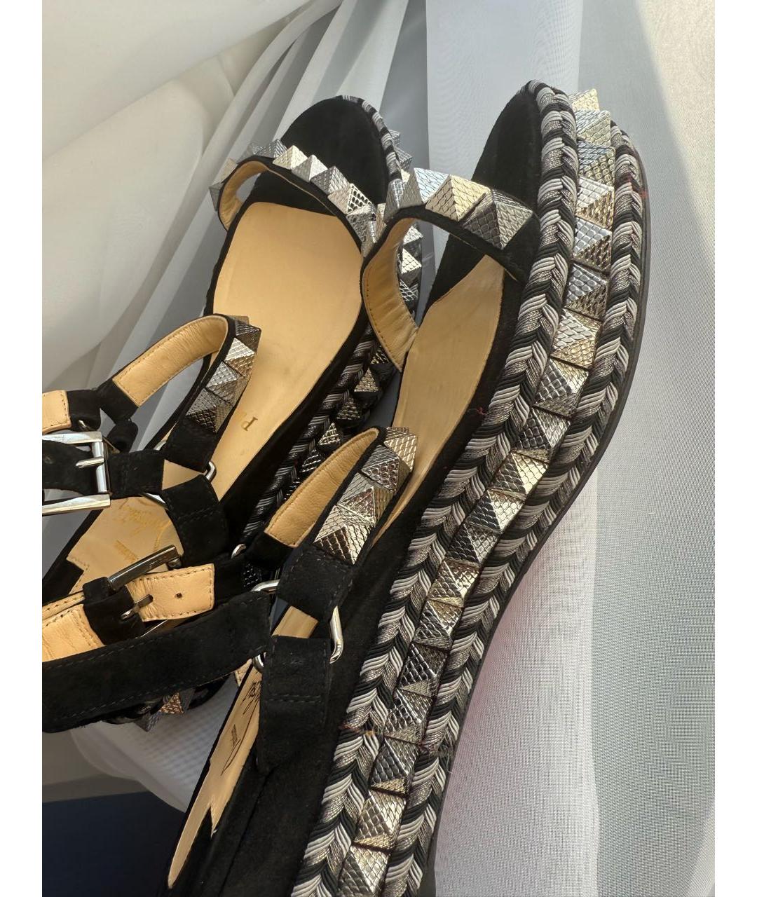 CHRISTIAN LOUBOUTIN Черные замшевые босоножки, фото 7
