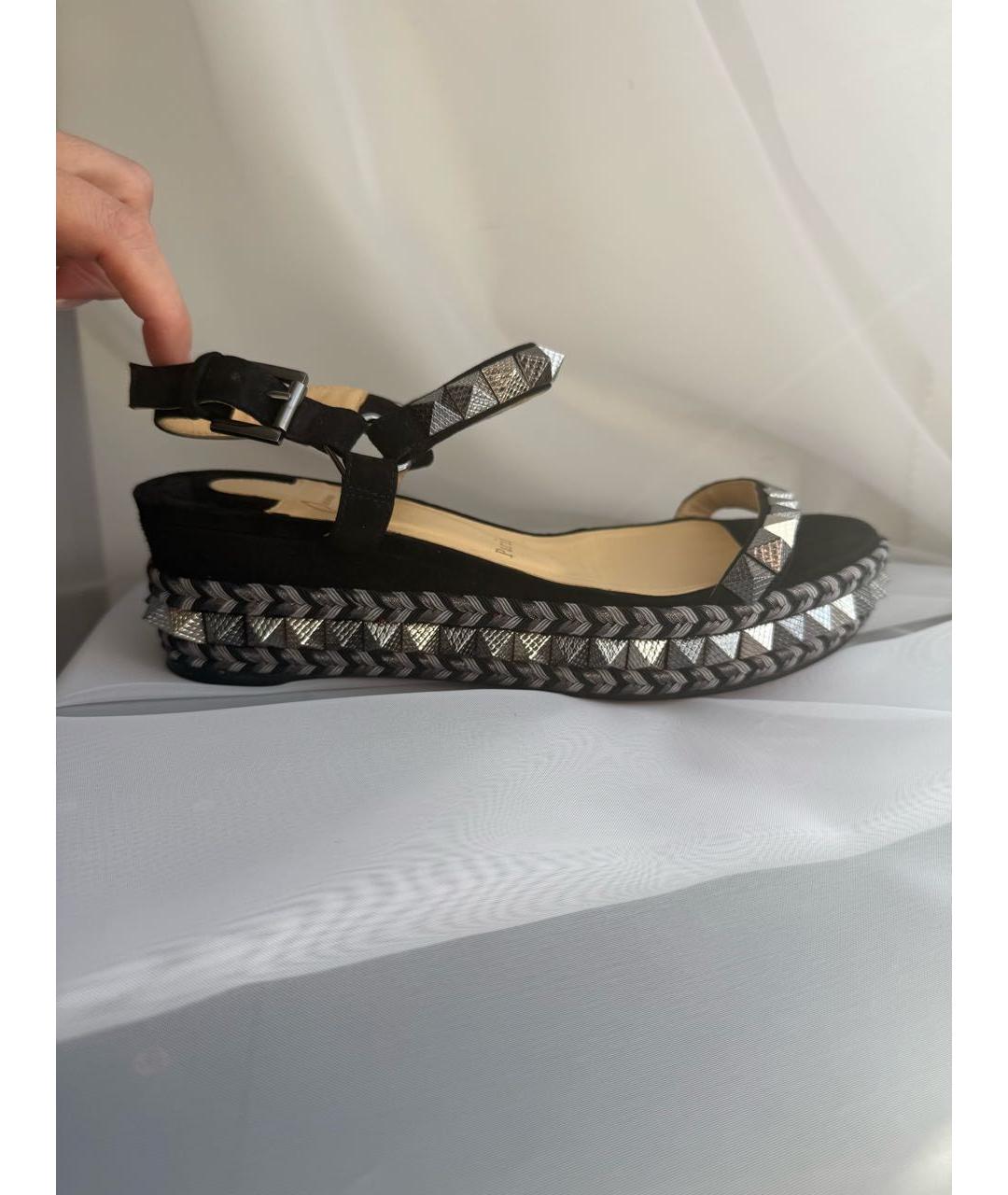 CHRISTIAN LOUBOUTIN Черные замшевые босоножки, фото 8