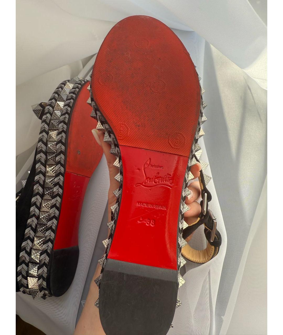 CHRISTIAN LOUBOUTIN Черные замшевые босоножки, фото 6