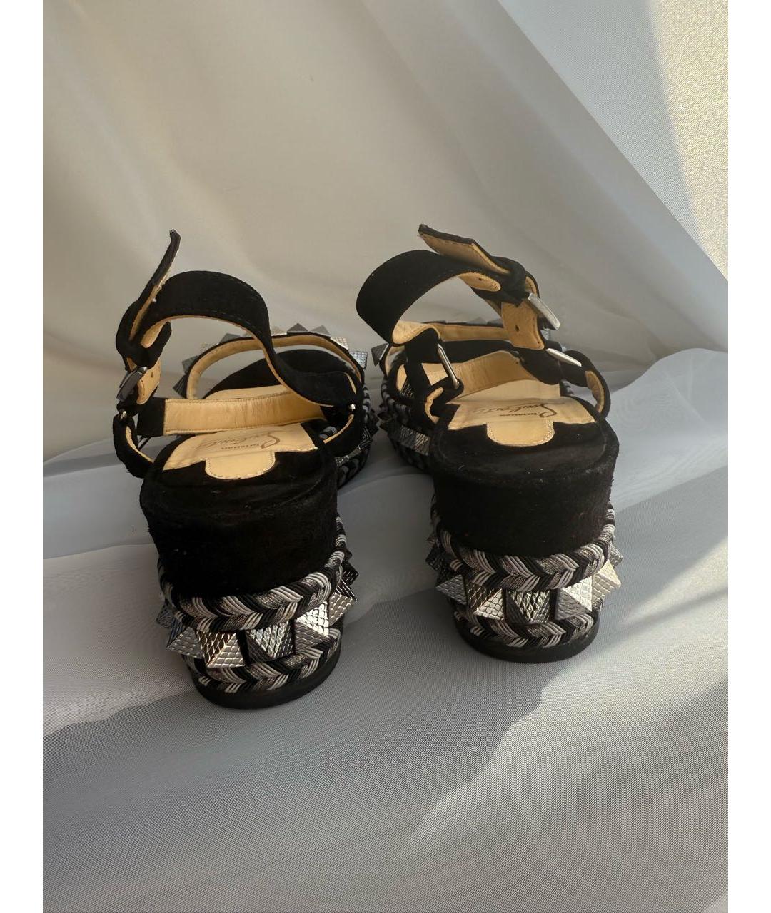 CHRISTIAN LOUBOUTIN Черные замшевые босоножки, фото 4