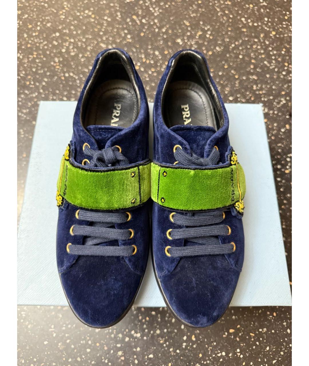 PRADA Темно-синие бархатные кеды, фото 2