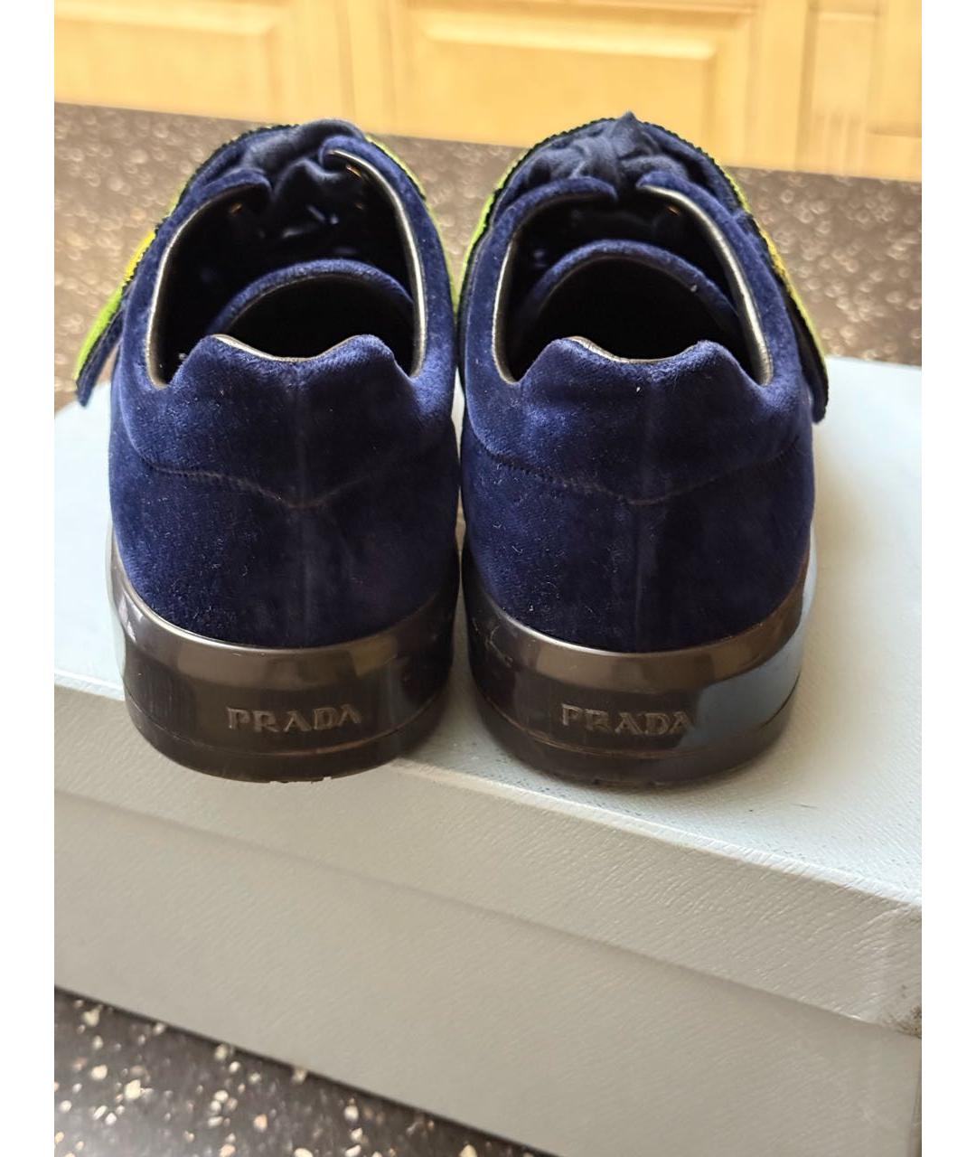PRADA Темно-синие бархатные кеды, фото 4