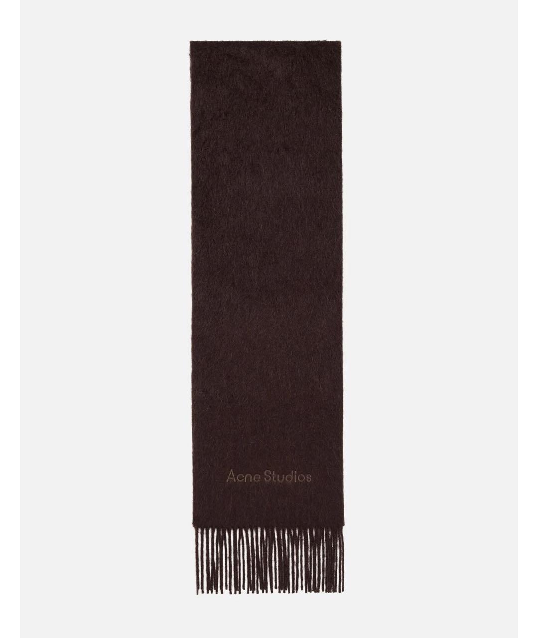 ACNE STUDIOS Коричневый шерстяной шарф, фото 4