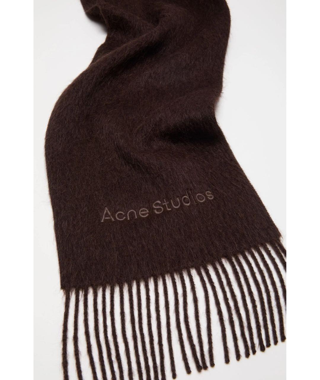 ACNE STUDIOS Коричневый шерстяной шарф, фото 2