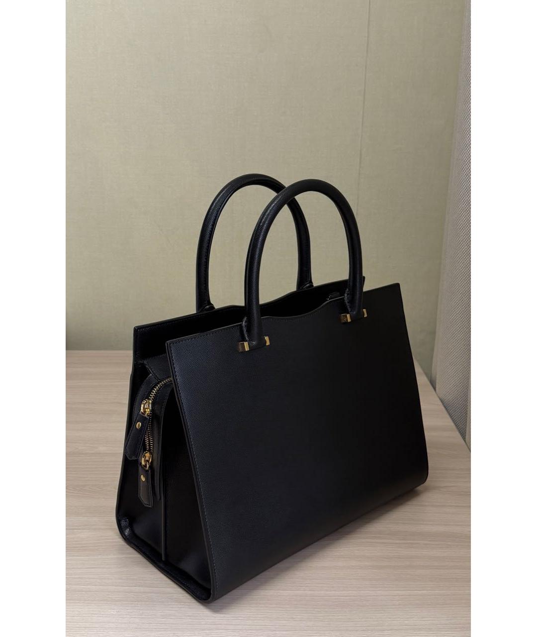 SAINT LAURENT Черная кожаная сумка с короткими ручками, фото 5