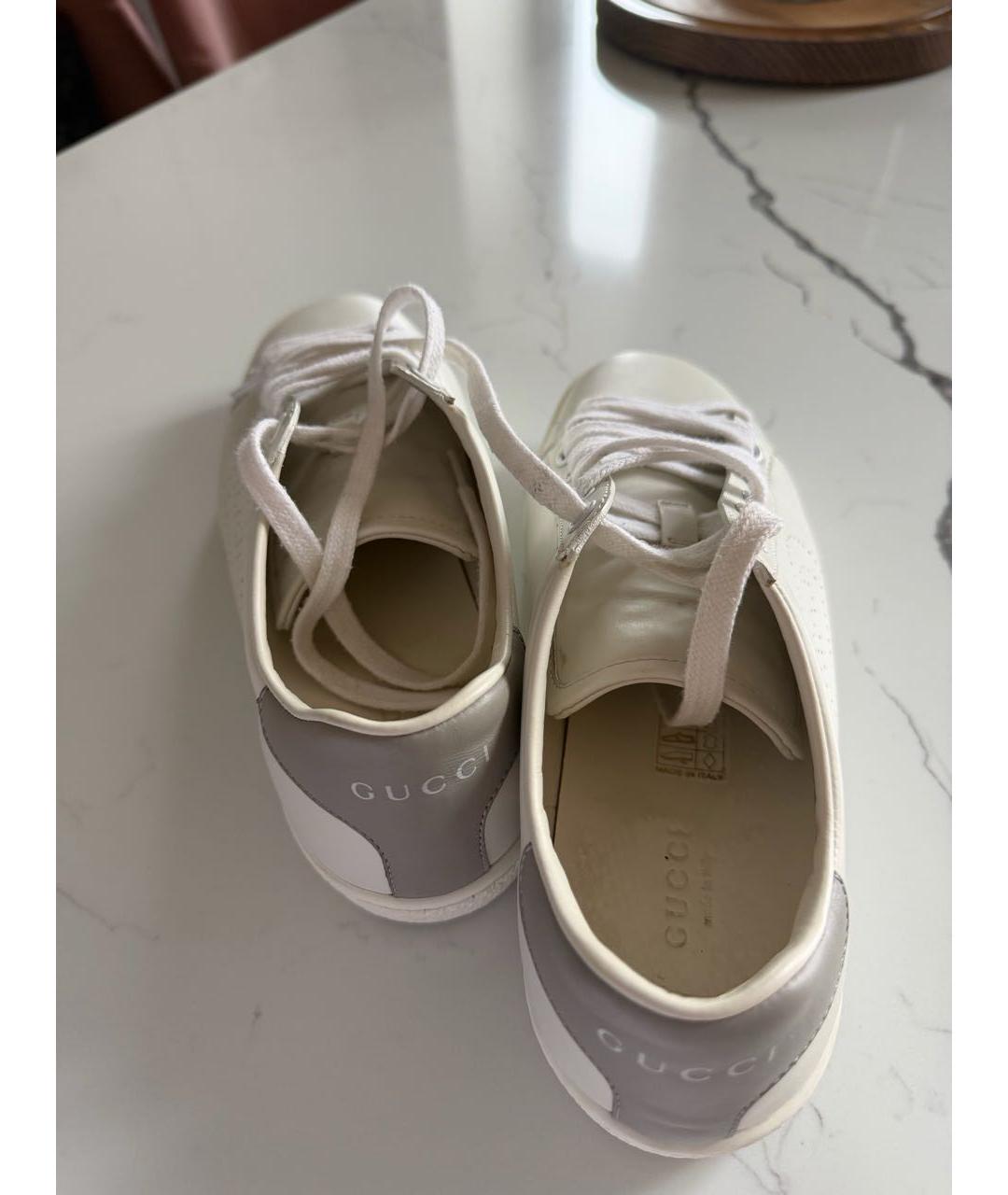 GUCCI Белые кожаные кеды, фото 3