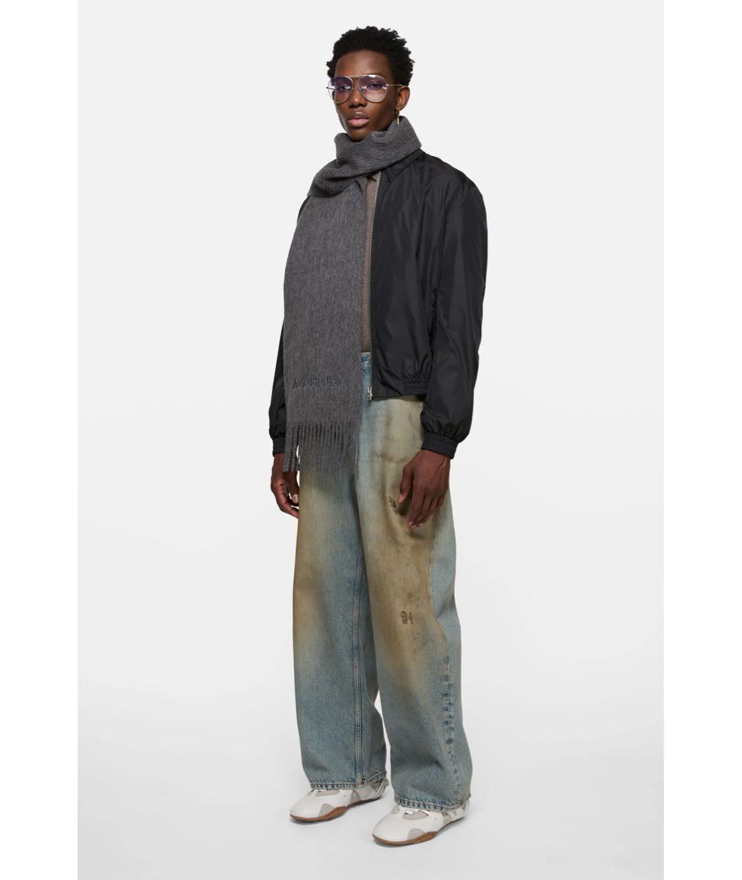 ACNE STUDIOS Серый шерстяной шарф, фото 2