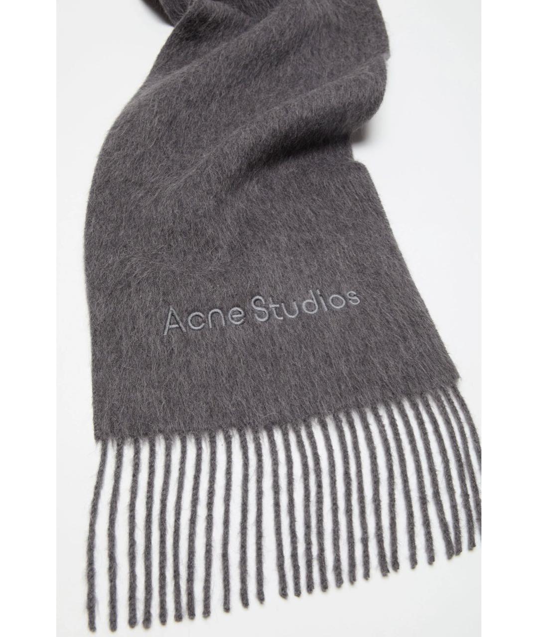 ACNE STUDIOS Серый шерстяной шарф, фото 3