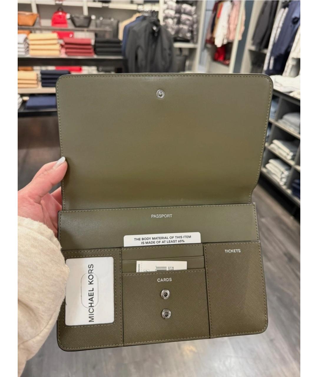 MICHAEL KORS Хаки кожаный кошелек, фото 4