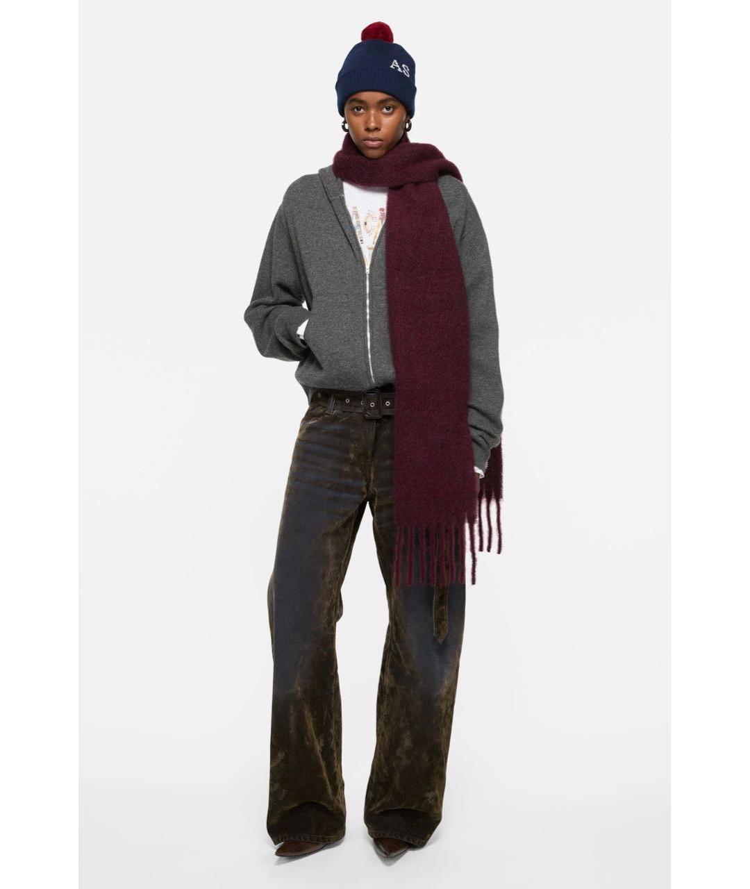 ACNE STUDIOS Бордовый шарф, фото 2