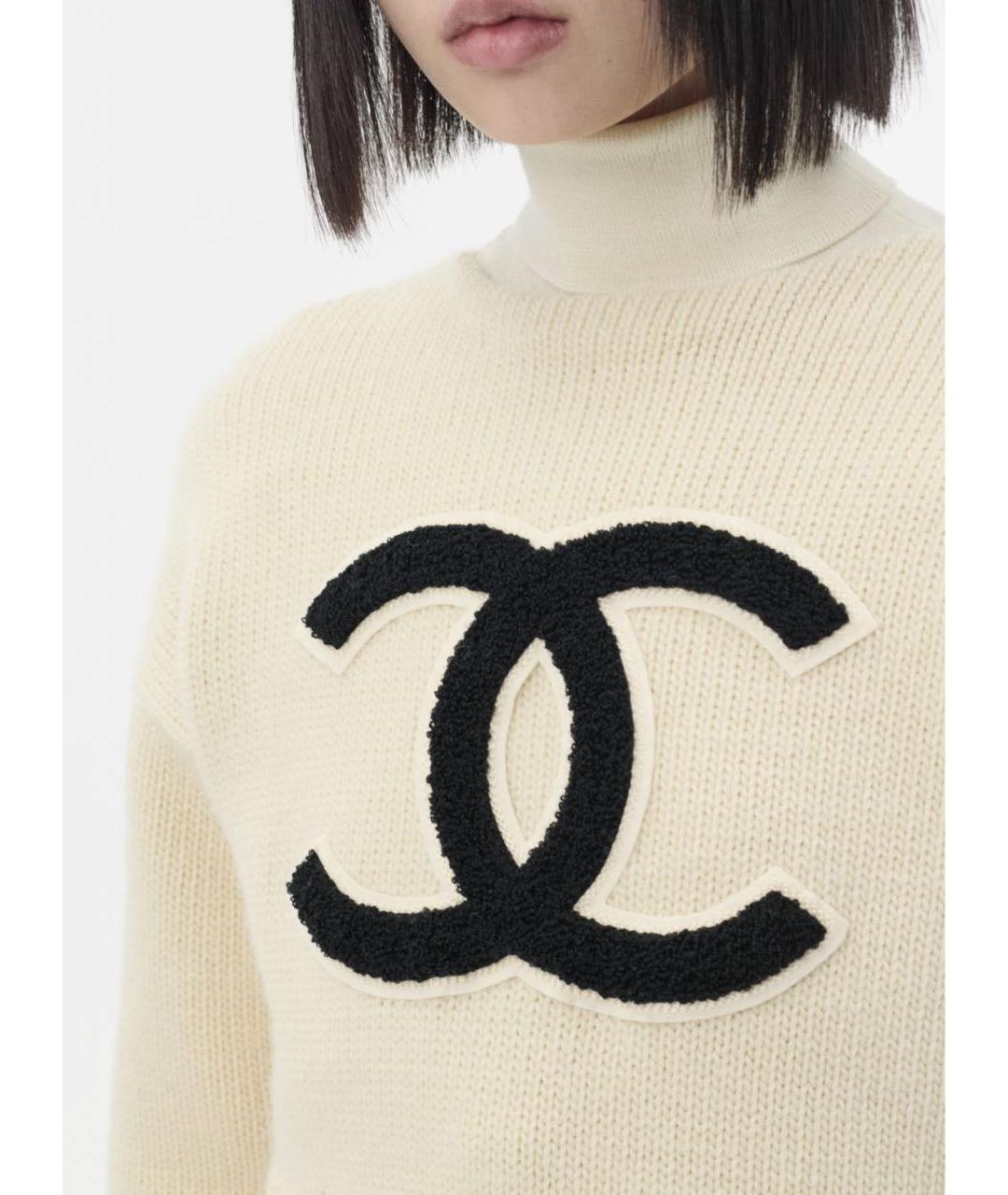 CHANEL Белый шерстяной джемпер / свитер, фото 3