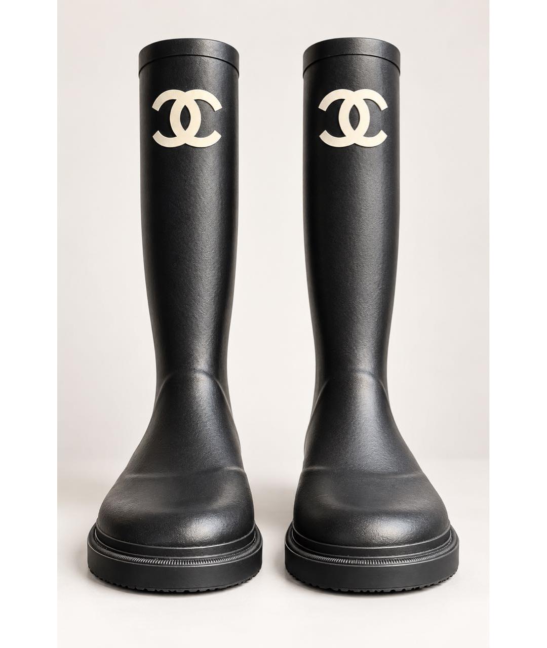 CHANEL Черные резиновые сапоги, фото 2
