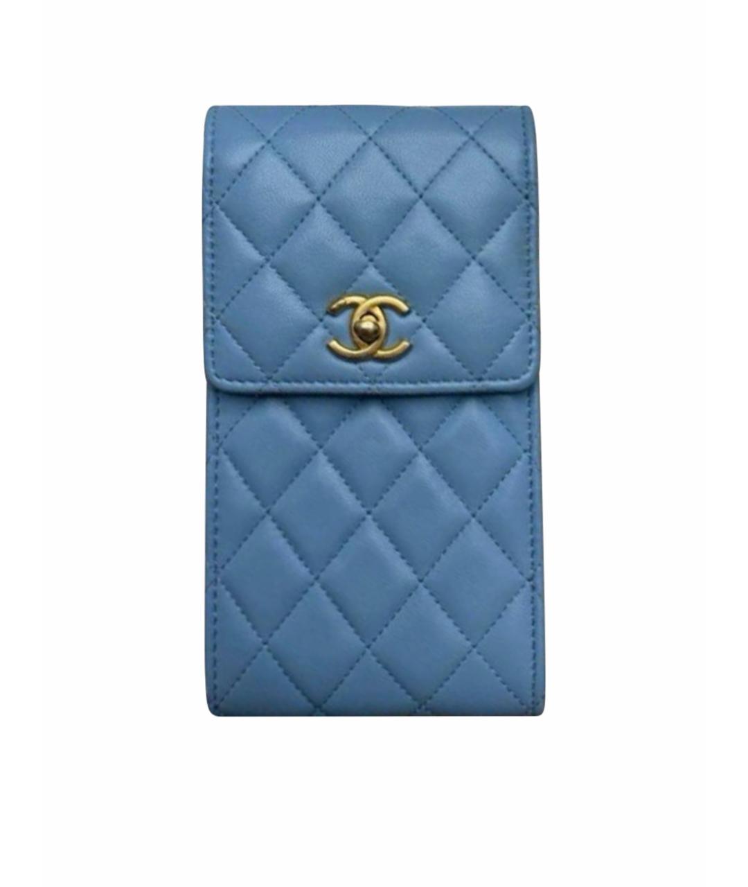 CHANEL Голубая кожаная сумка через плечо, фото 1