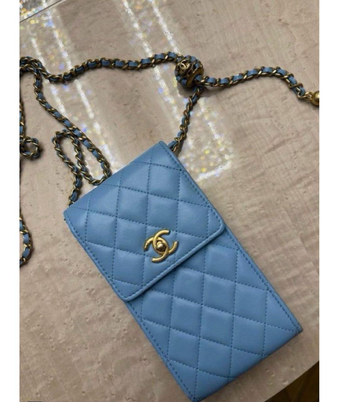 CHANEL Голубая кожаная сумка через плечо, фото 2