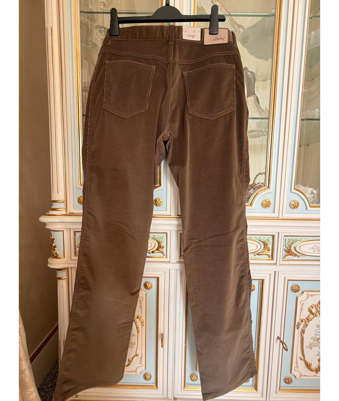 BRIONI Коричневые хлопковые прямые джинсы, фото 2