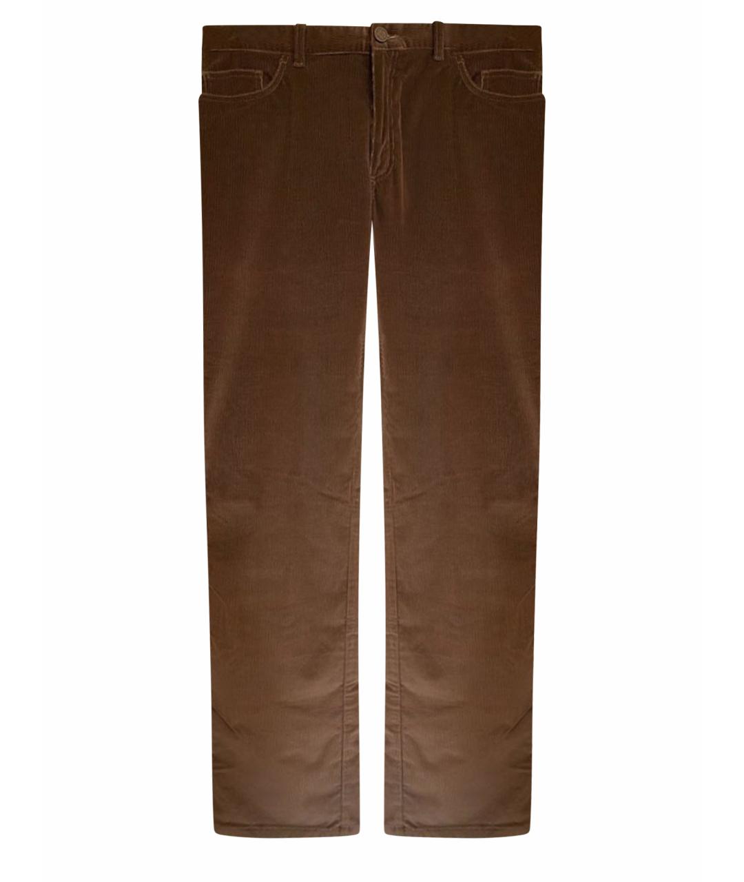 BRIONI Коричневые хлопковые прямые джинсы, фото 1