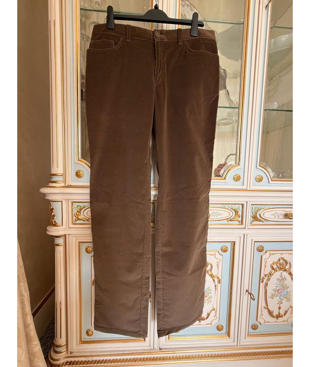 BRIONI Коричневые хлопковые прямые джинсы, фото 5