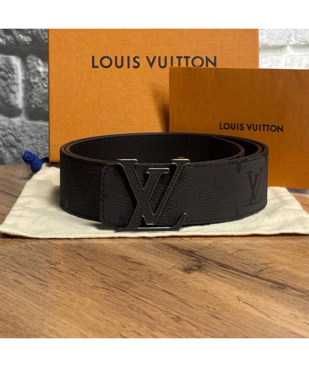 LOUIS VUITTON Черный кожаный ремень, фото 5