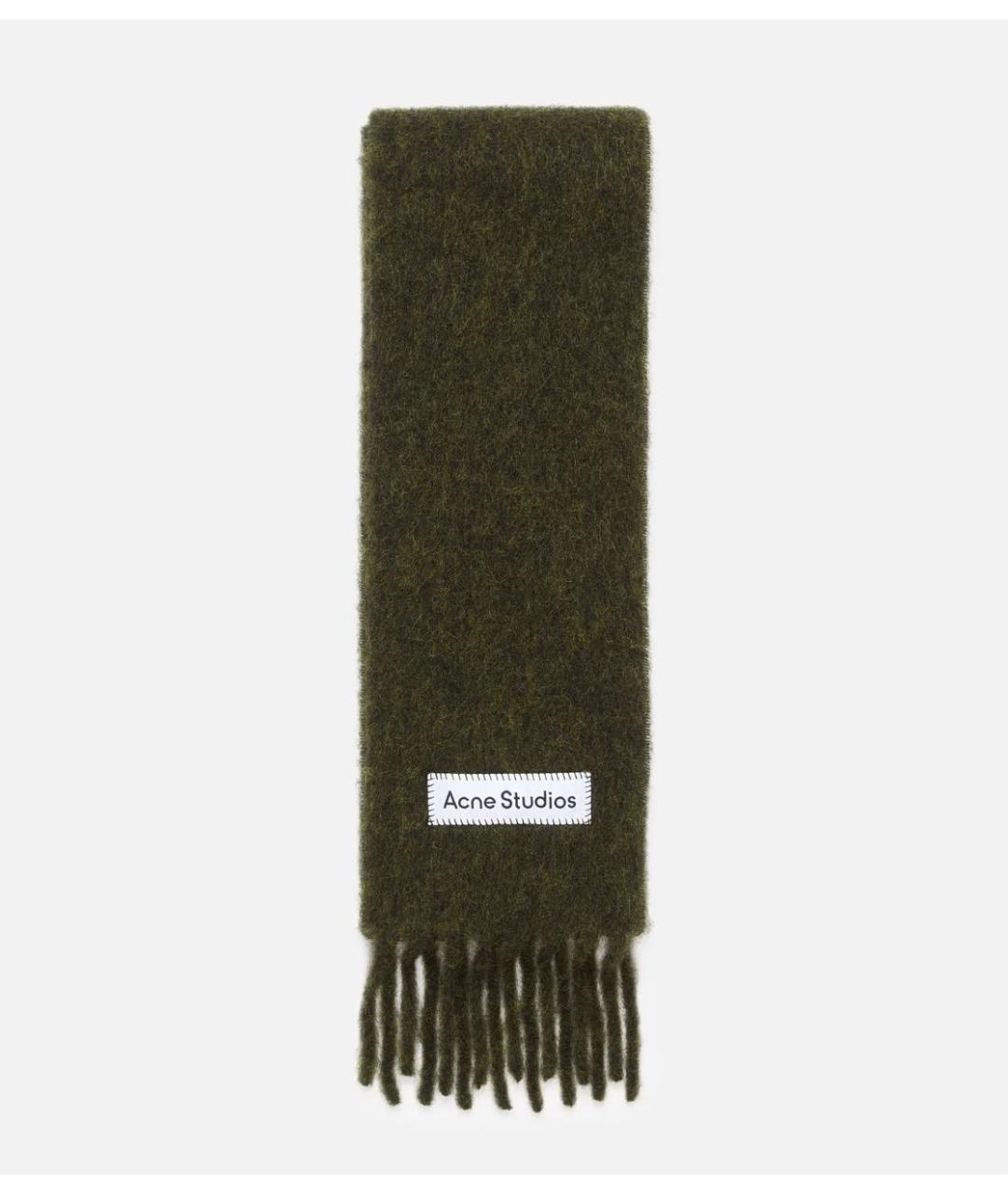 ACNE STUDIOS Зеленый шерстяной шарф, фото 7