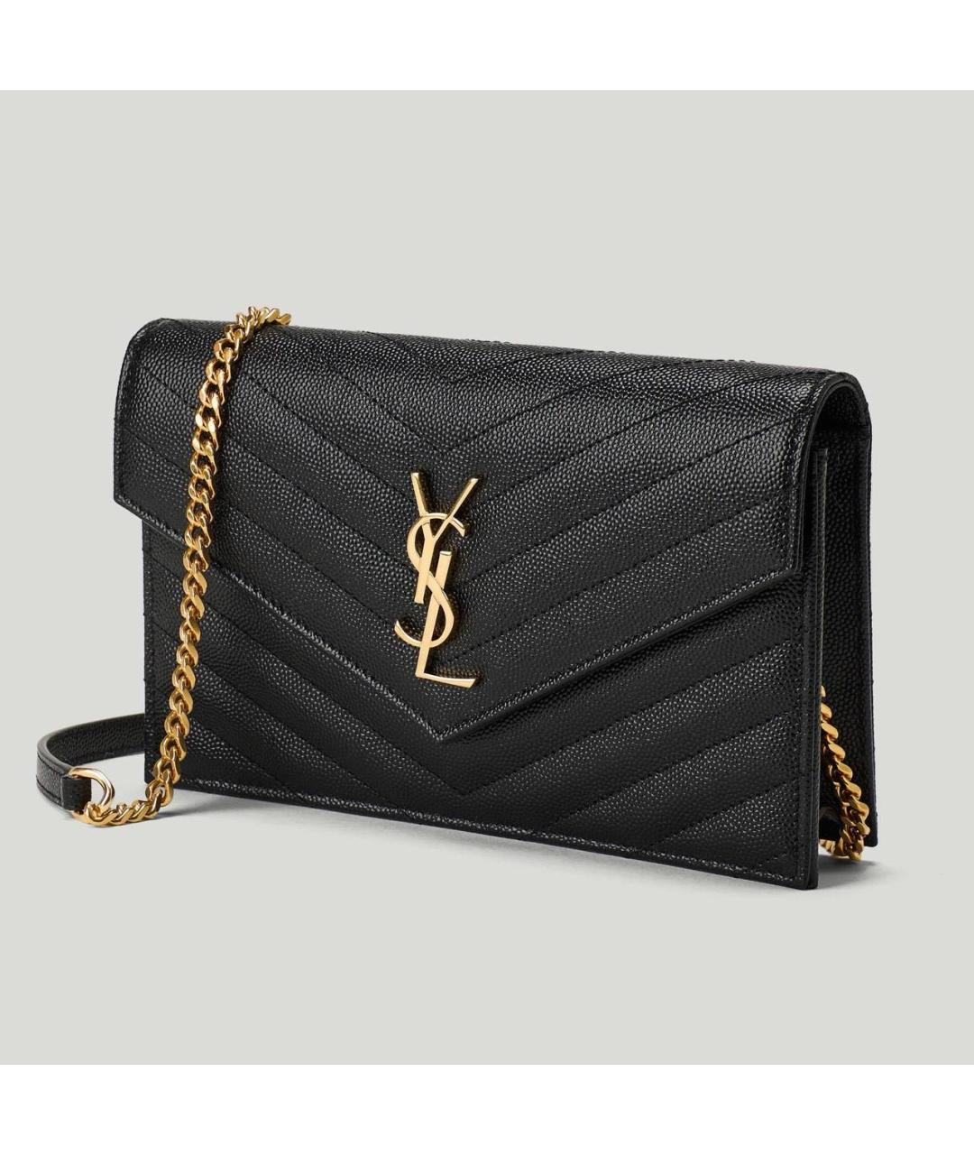 SAINT LAURENT Черная кожаная сумка через плечо, фото 3