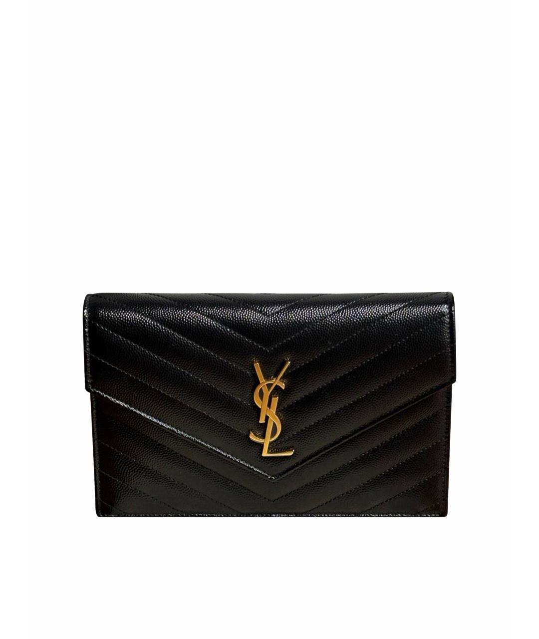 SAINT LAURENT Черная кожаная сумка через плечо, фото 1