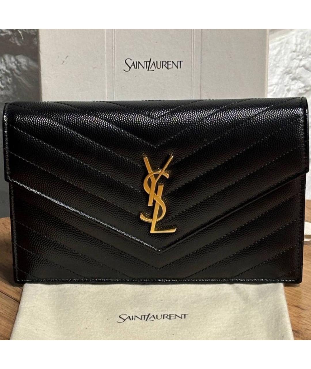 SAINT LAURENT Черная кожаная сумка через плечо, фото 4