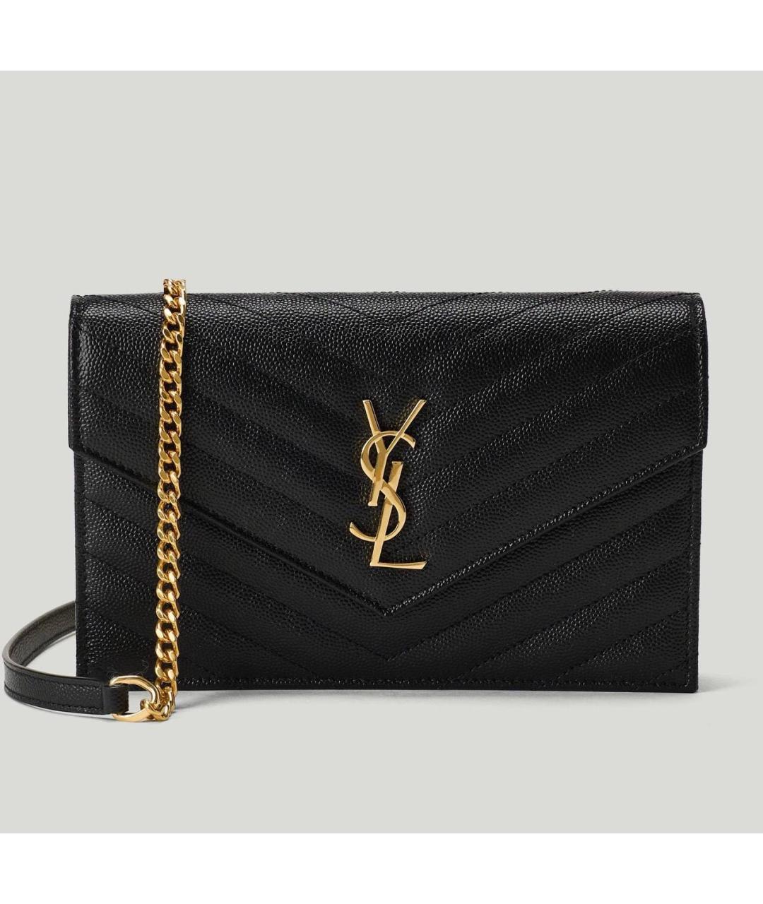 SAINT LAURENT Черная кожаная сумка через плечо, фото 2