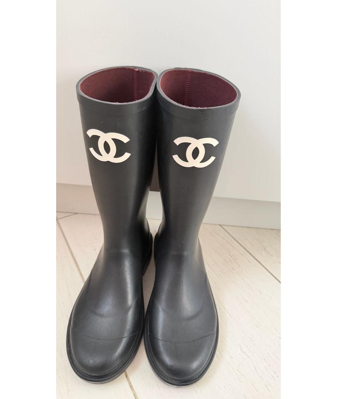 CHANEL Черные резиновые сапоги, фото 9