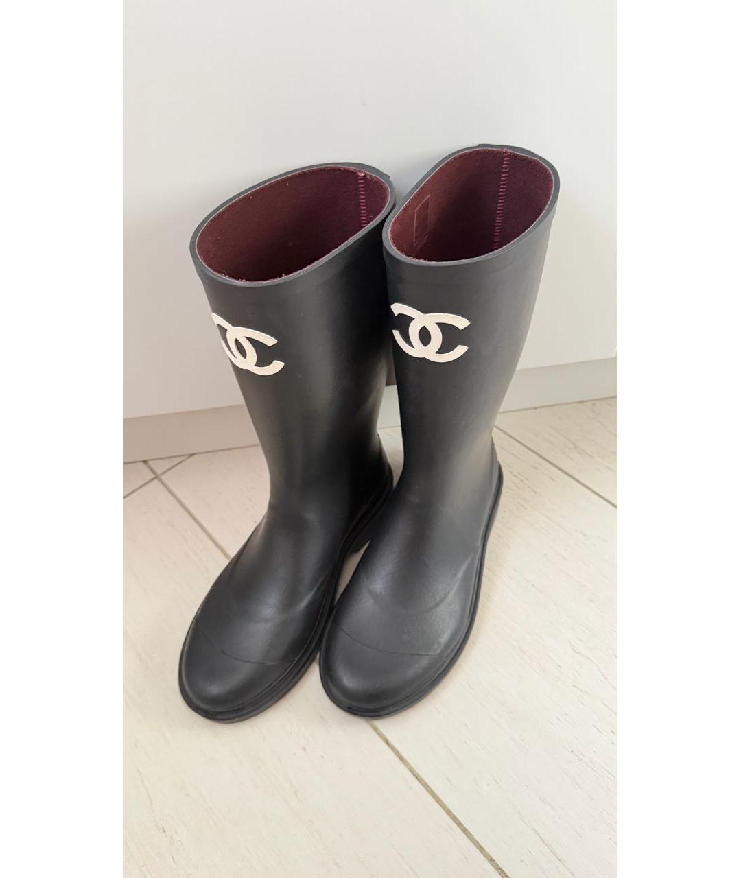 CHANEL Черные резиновые сапоги, фото 8