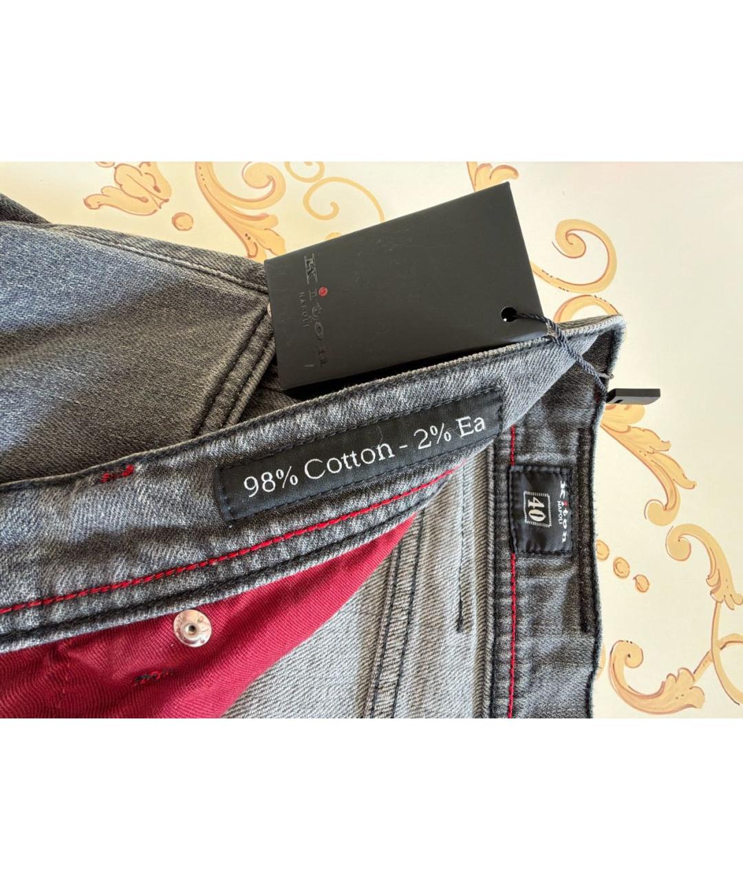 KITON Антрацитовые хлопковые джинсы, фото 3