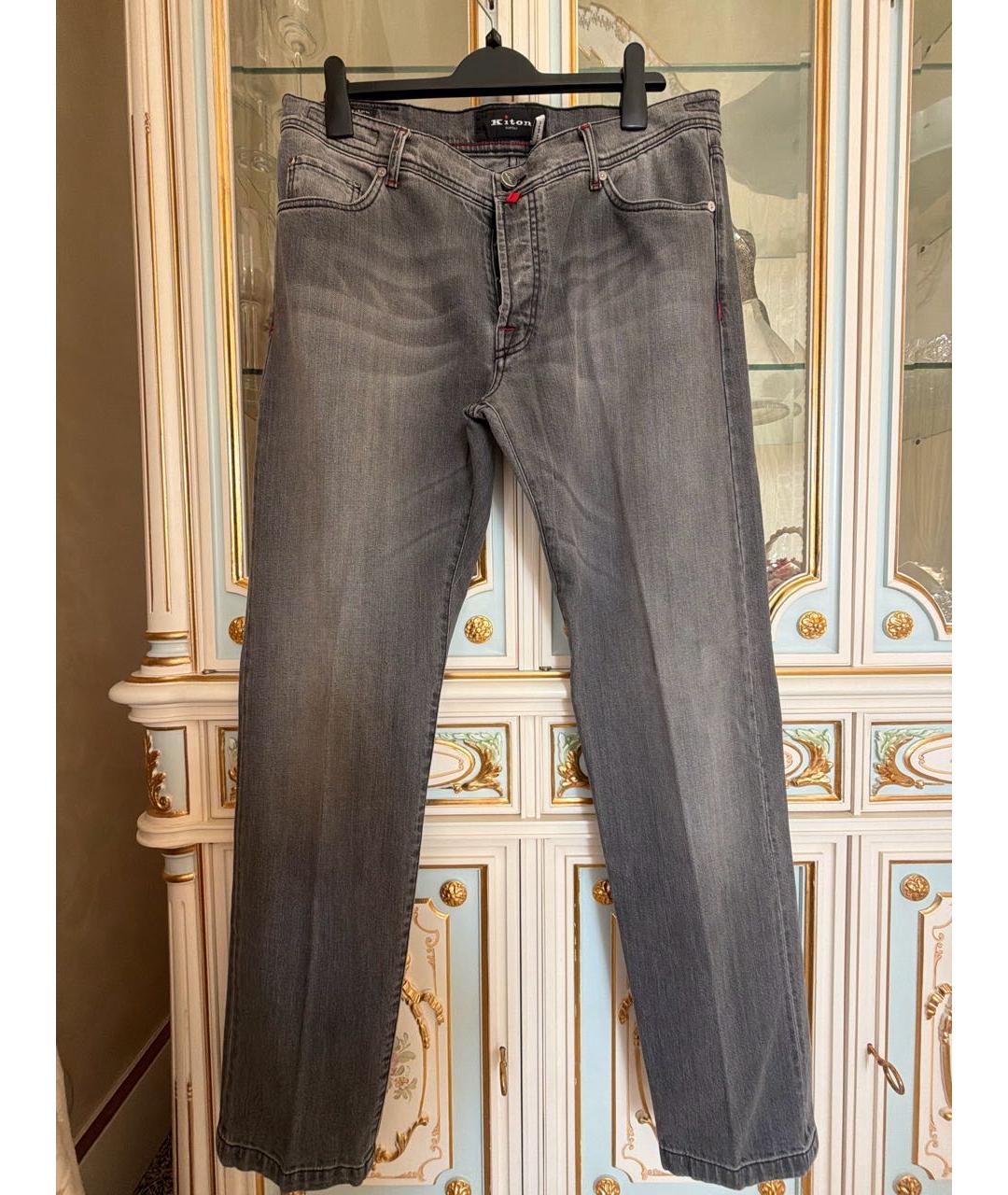 KITON Антрацитовые хлопковые джинсы, фото 4