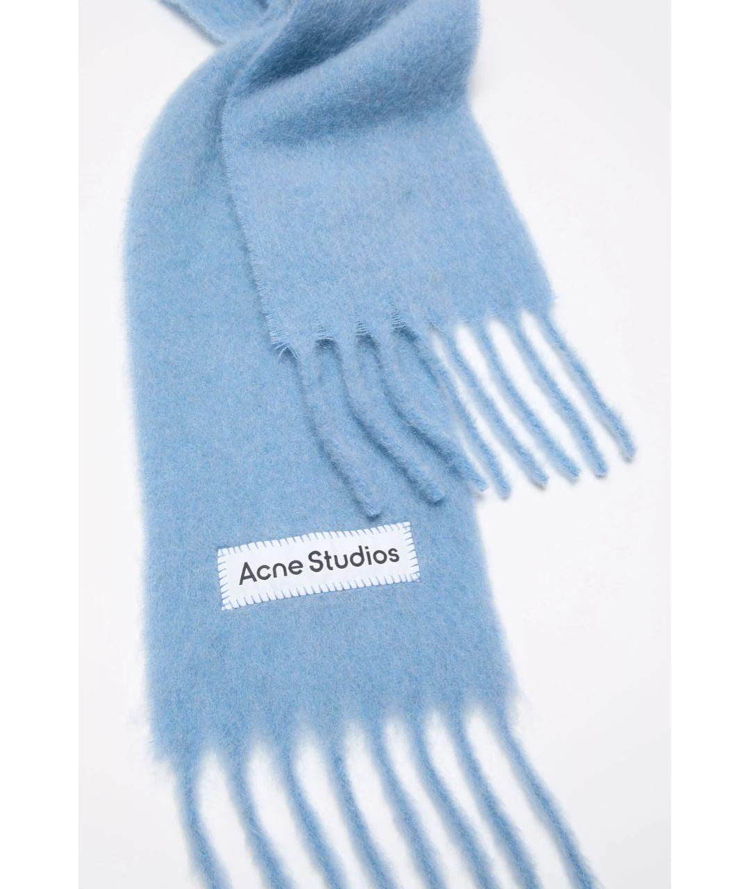 ACNE STUDIOS Голубой шерстяной шарф, фото 3