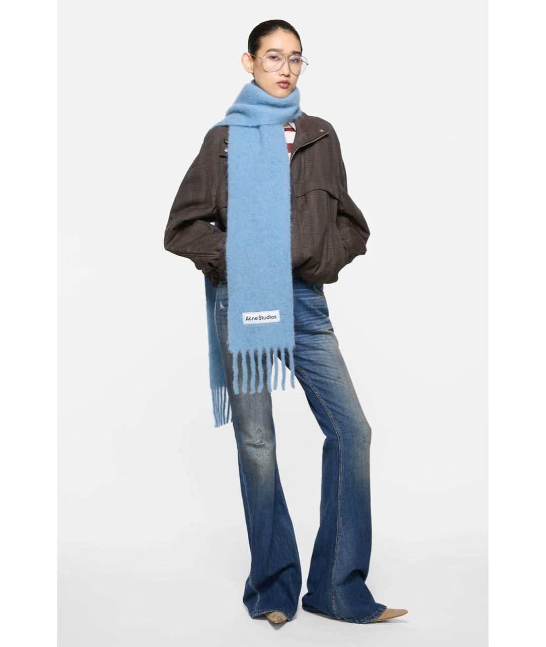 ACNE STUDIOS Голубой шерстяной шарф, фото 2