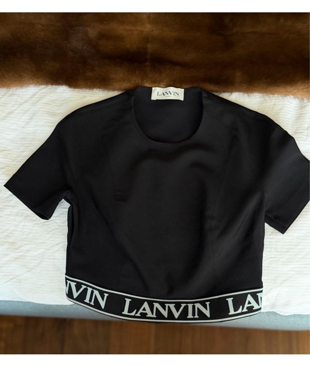 LANVIN Черная полиамидовая футболка, фото 5