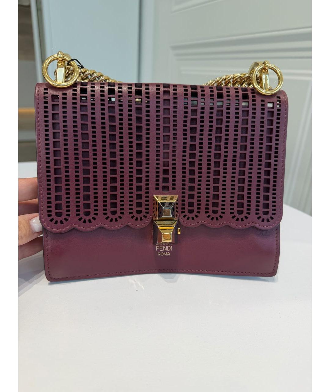 FENDI Бордовая кожаная сумка через плечо, фото 8