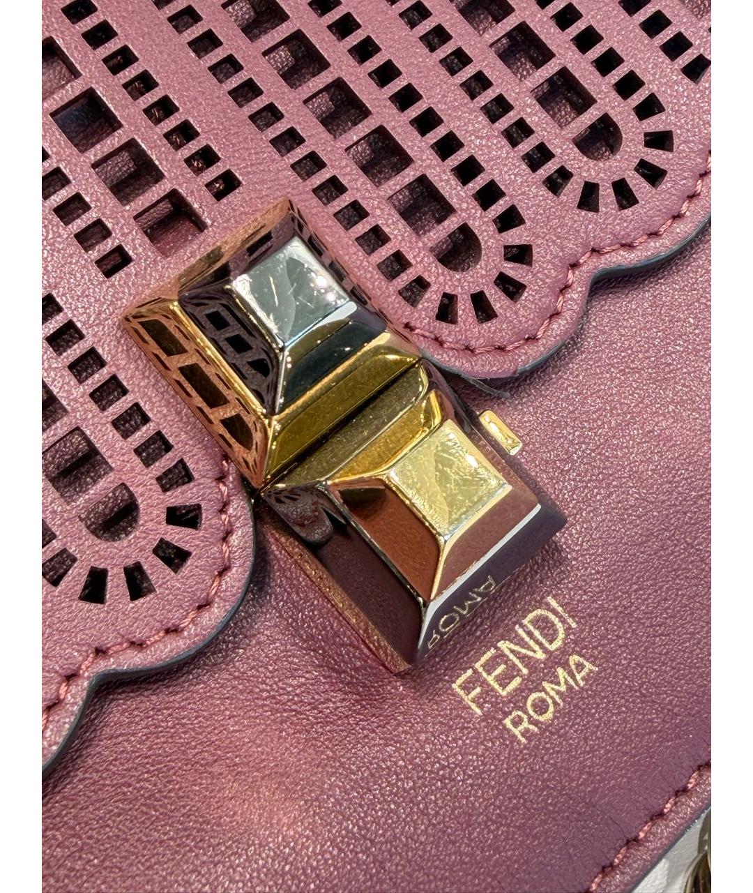FENDI Бордовая кожаная сумка через плечо, фото 5