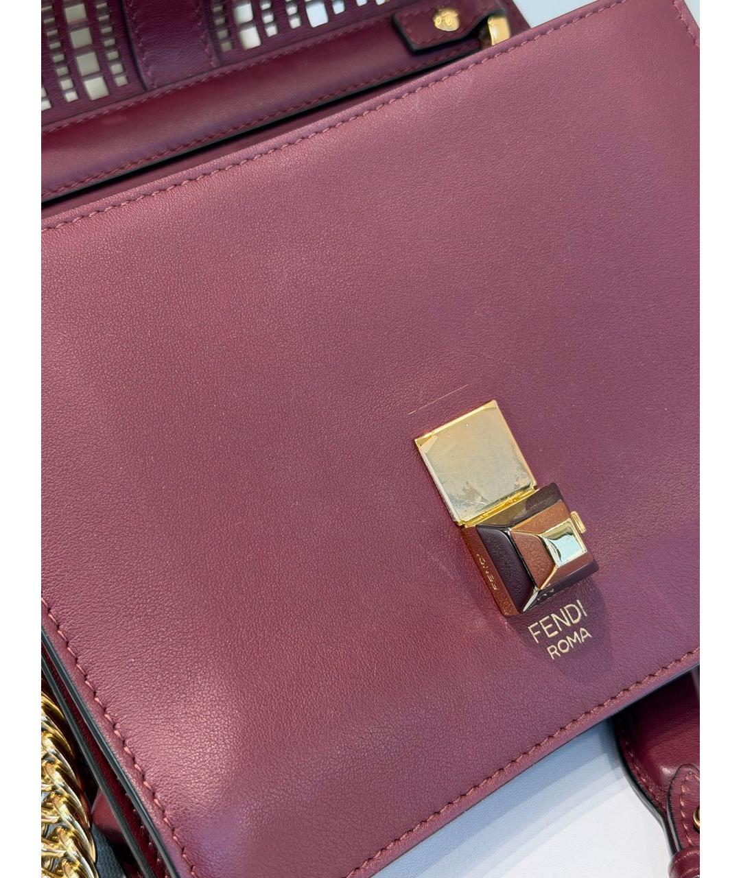 FENDI Бордовая кожаная сумка через плечо, фото 7