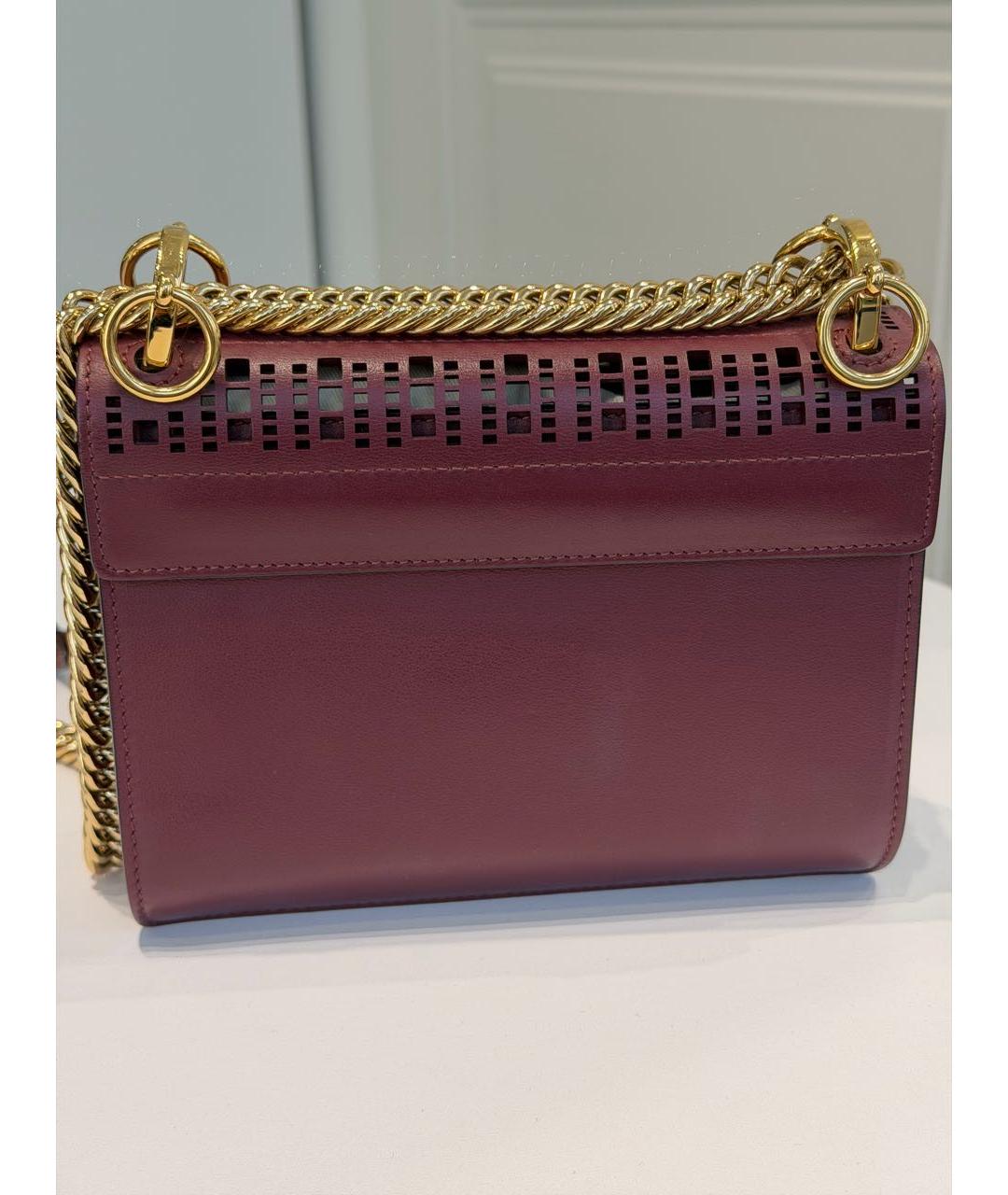 FENDI Бордовая кожаная сумка через плечо, фото 3