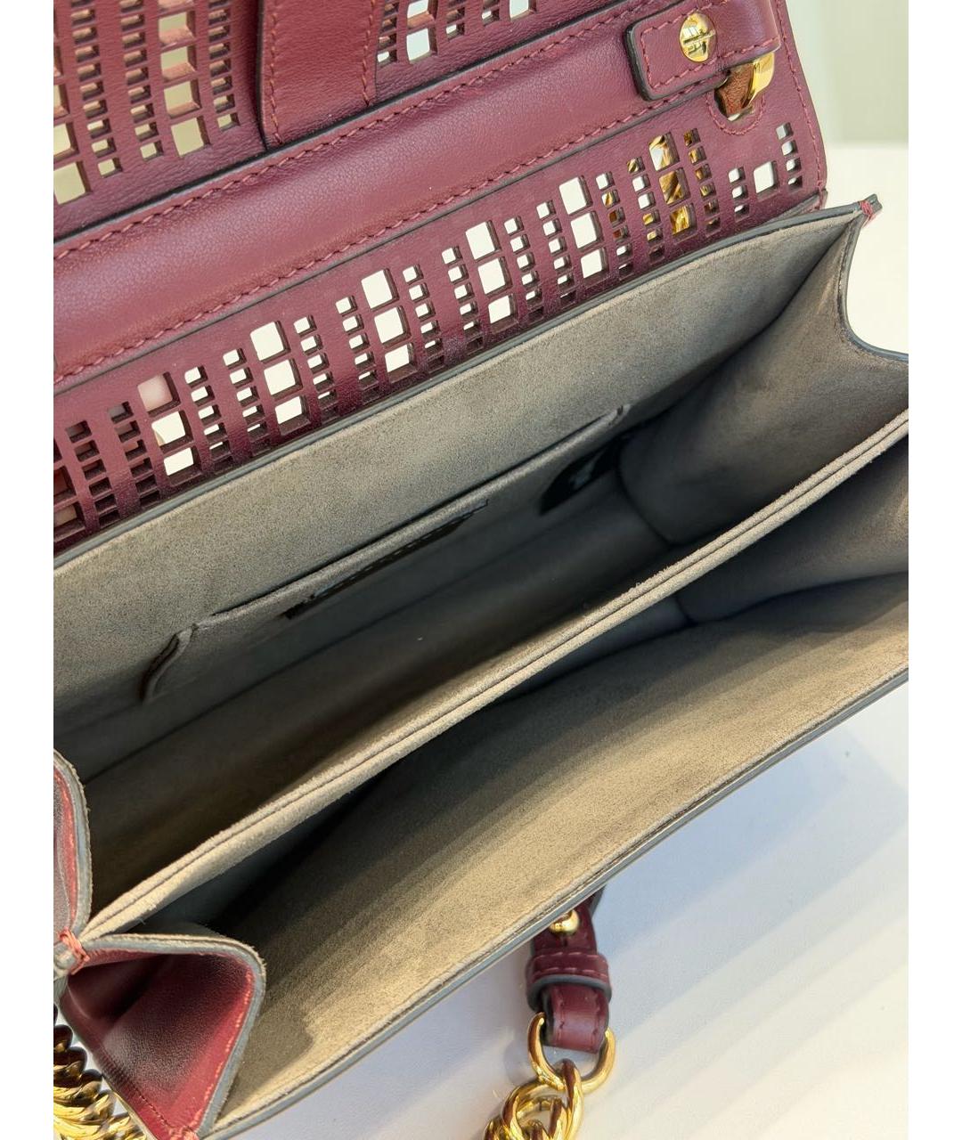 FENDI Бордовая кожаная сумка через плечо, фото 4